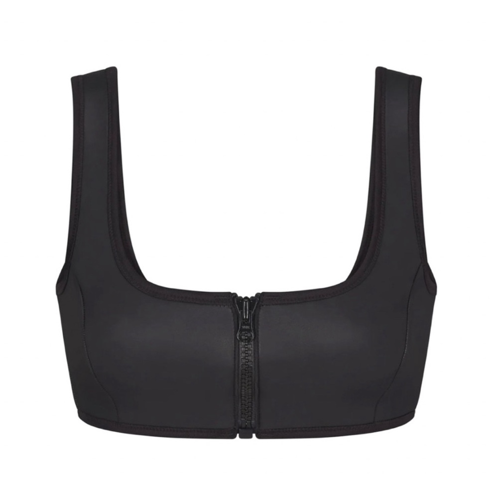 NWT Skims Scoop Neck Scuba Zip Up Swim Top Onyx Large